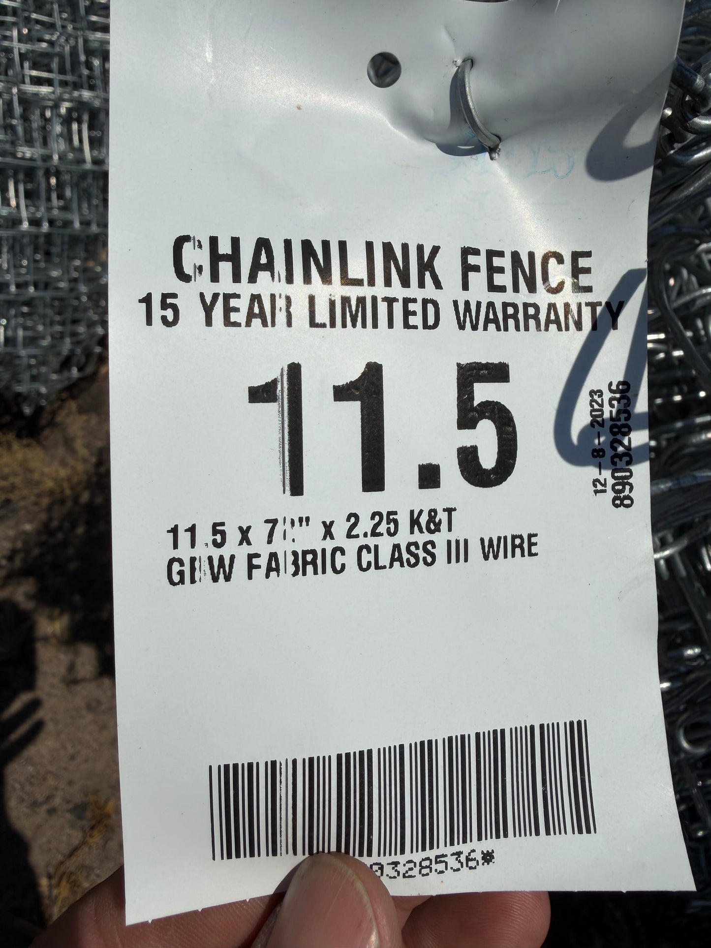 6ft Chainlink 11.5 Gauge knuckle & twist Per Ft pricing
