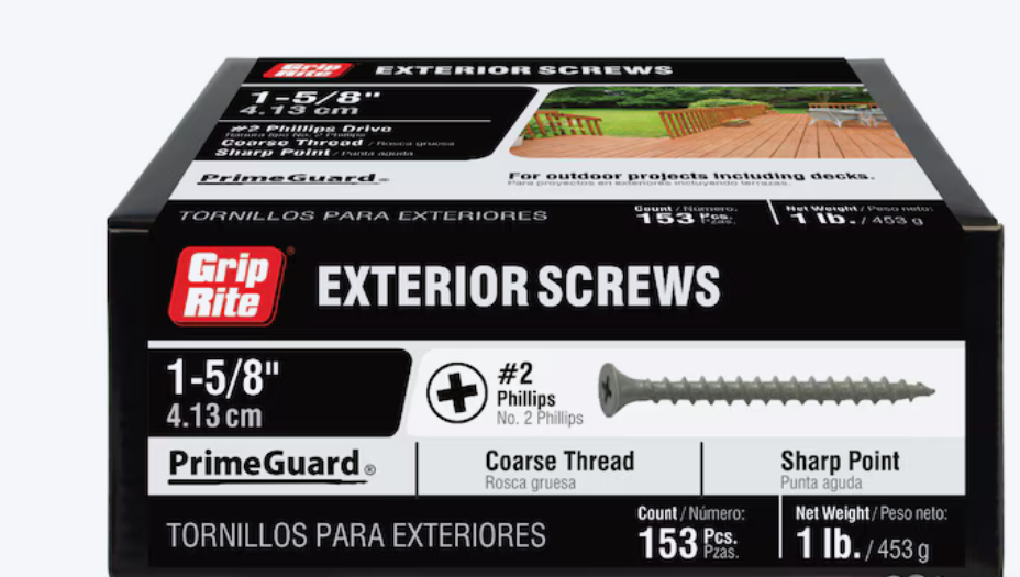 Grip-Rite #8 x 1-5/8-in Wood to wood Deck Screws ( 153 -Per Box )